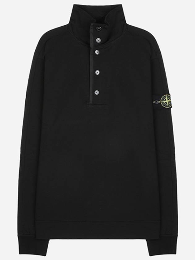 Compass Patch Cotton Fleece Polo Knit Top Black - STONE ISLAND - BALAAN 2