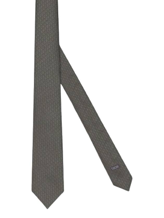 Oblique silk tie deep khaki - DIOR - BALAAN 4