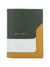 Saffiano Leather Color Block Half Wallet Green - MARNI - BALAAN 1