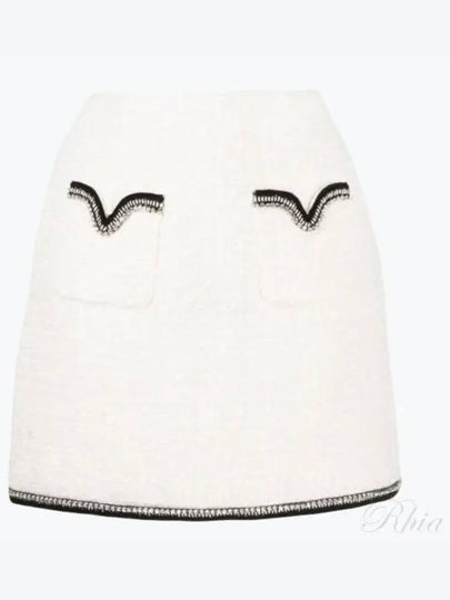 Metallic Boucle Mini A Line Skirt Ivory - SELF PORTRAIT - BALAAN 2