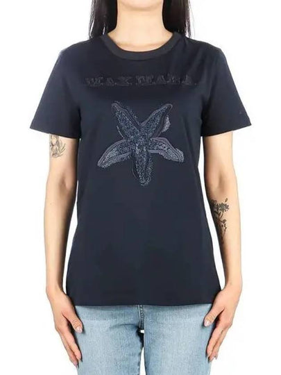 Women's Elgar Cotton Short Sleeve T-Shirt Navy - MAX MARA - BALAAN 2