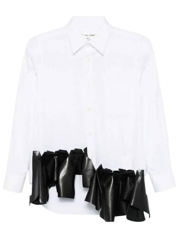 Ruffle Hem Pop Lined Shirt White Black - COMME DES GARCONS - BALAAN 1