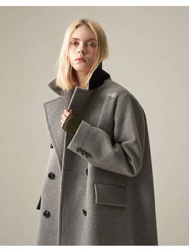 005 Gray Double Breasted Middle Coat - VOYONN - BALAAN 6