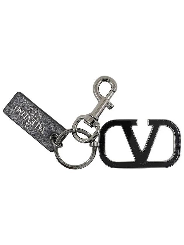 V logo signature key holder black - VALENTINO - BALAAN.