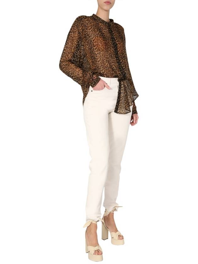 Leopard Blouse 605378 Y653S 9665 - SAINT LAURENT - BALAAN 3