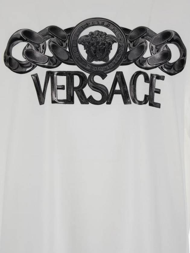 Logo Print Crewneck Short Sleeve T-Shirt White - VERSACE - BALAAN 4