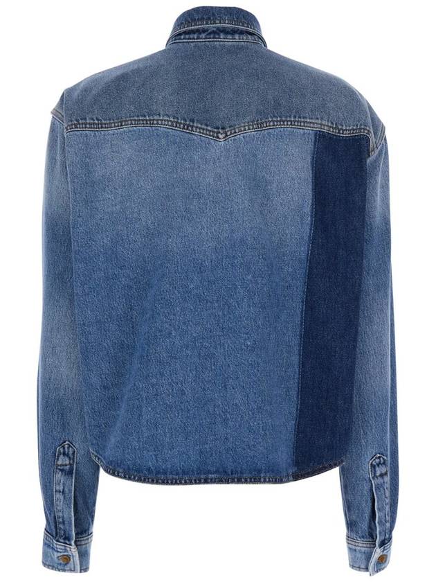 Blue Shirt With Classic Collar And Logo Detail On The Pocket In Denim Woman - PHILOSOPHY DI LORENZO SERAFINI - BALAAN 2