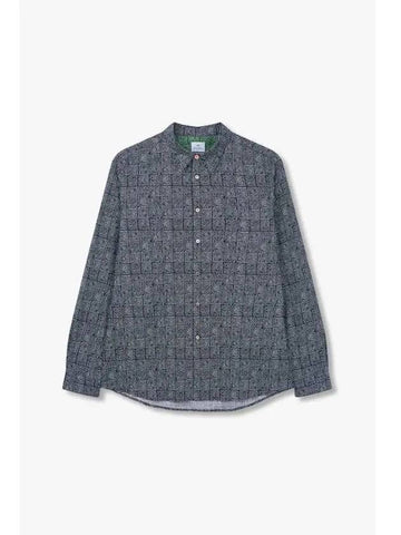 PS swirl pattern regular fit shirt navy - PAUL SMITH - BALAAN 1