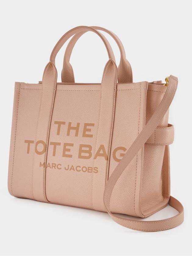 Logo Medium Leather Tote Bag Pink Rose - MARC JACOBS - BALAAN 22