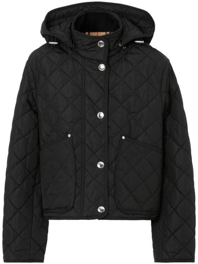 Diamond Quilted Crop Hoodie Jacket Black - BURBERRY - BALAAN 2