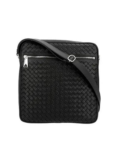 Intrecciato Leather Cross Bag Black - BOTTEGA VENETA - BALAAN 1