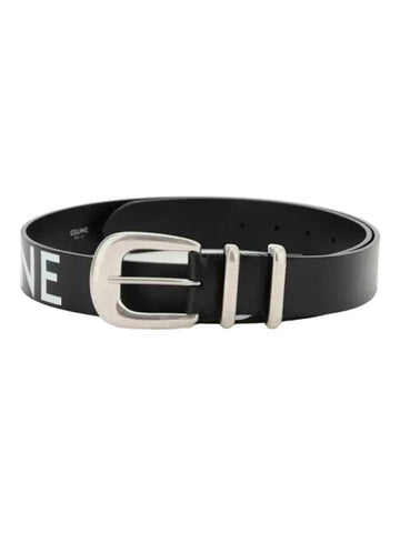 Logo Print Large Western Calfskin Belt Black - CELINE - BALAAN 1