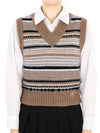 Striped Soft Wool Knit Vest Brown - GANNI - BALAAN 3