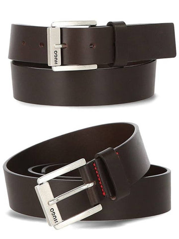 Gaston Logo Leather Belt Brown - HUGO BOSS - BALAAN 1