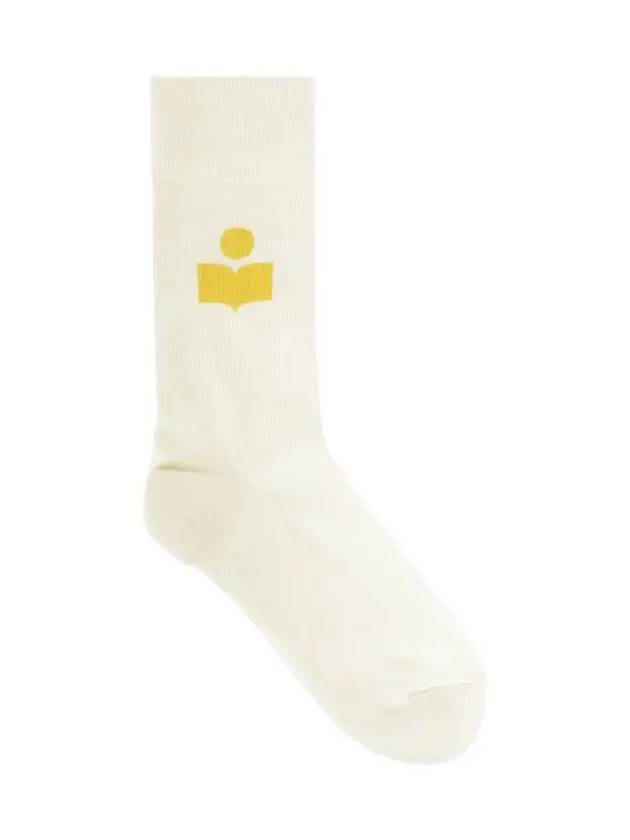 Siloki Logo Socks Ecru - ISABEL MARANT - BALAAN.