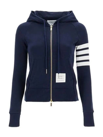 Engineered 4-Bar Stripe Loopback Jersey Knit Zip Up Hoodie Navy - THOM BROWNE - BALAAN 2