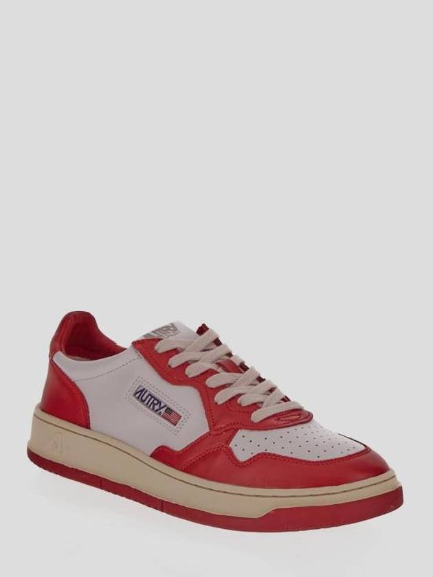 Men's Medalist Low Leather Sneakers White Red - AUTRY - BALAAN 4