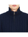 zip-up half neck wool knit top navy - MONCLER - BALAAN 7