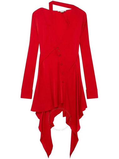 Stella McCartney Ladies Red Asymmetric-Seam Cut-Out Dress, Brand Size 38 (US Size 4) - STELLA MCCARTNEY - BALAAN 1