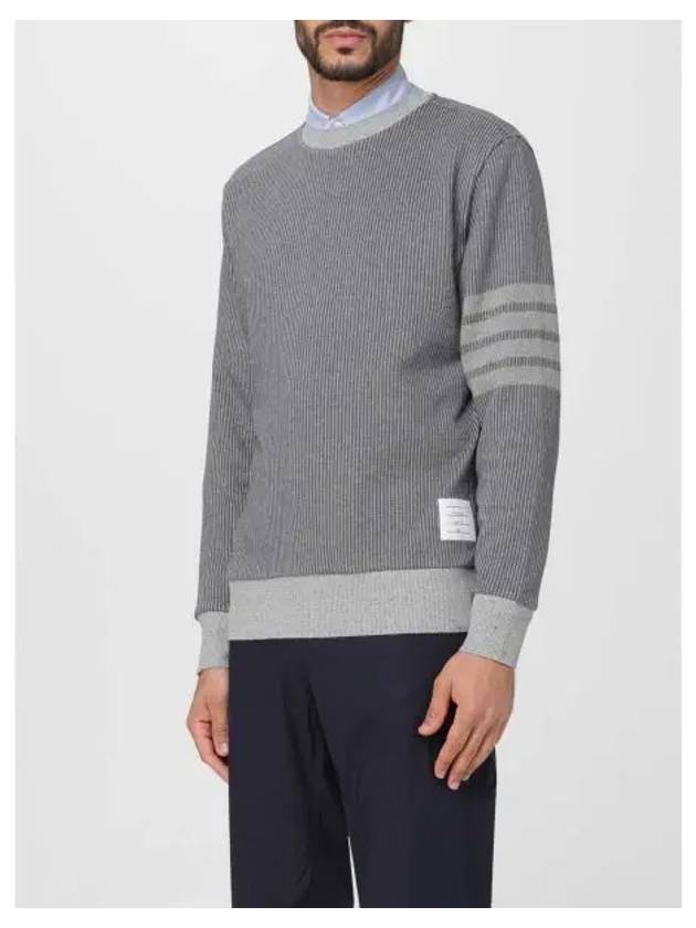 4 Bar Crew Neck Sweatshirt Grey - THOM BROWNE - BALAAN 2