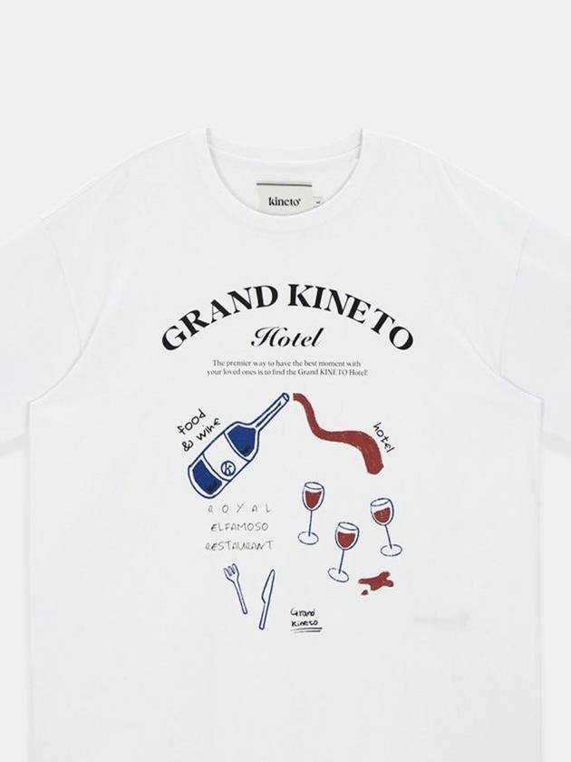 Grand Hotel Restaurant Short Sleeve T-Shirt  White - KINETO - BALAAN 3