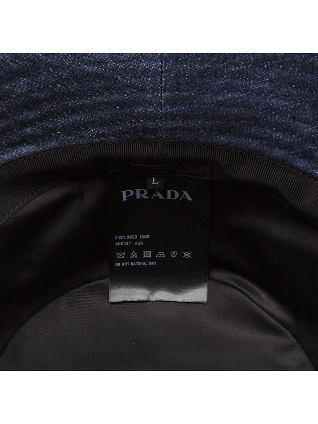 Triangle Logo Denim Cotton Bucket Hat Navy - PRADA - BALAAN 8