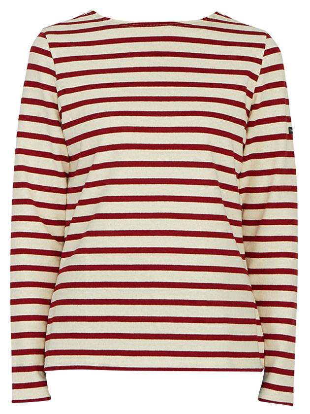 Women's Meridame II Striped Long Sleeve T-Shirt White Red - SAINT JAMES - BALAAN 1