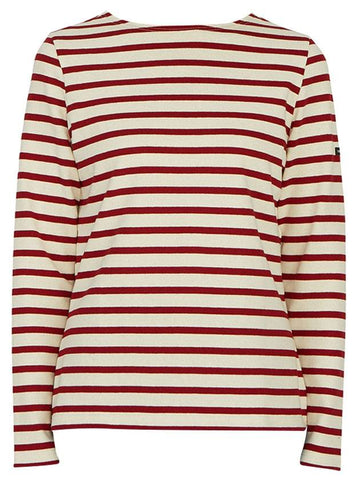 Women's Meridame II Striped Long Sleeve T-Shirt White Red - SAINT JAMES - BALAAN 1