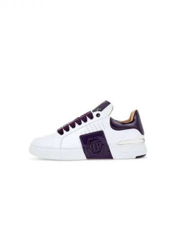 Women's Skull Logo Tongue Low Top Sneakers Purple 271787 - PHILIPP PLEIN - BALAAN 1