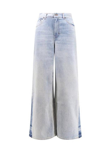 Women s Logo Patch Wide Leg Jeans 24WDP02151 49V Blue BPG - CHLOE - BALAAN 1