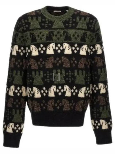 Chess Intarsia Wool Blend Knit Top Black - BURBERRY - BALAAN 2