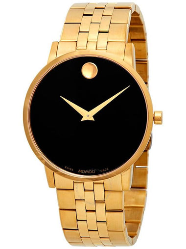 Movado Museum Classic Black Dial Yellow Gold PVD Men's Watch 0607203 - MOVADO - BALAAN 1