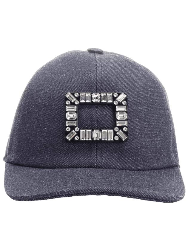 Viv Skate Crystal Buckle Denim Ball Cap Navy - ROGER VIVIER - BALAAN 1