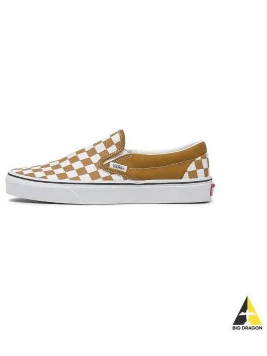 Classic Slip On Color THEORY Checkerboard Golden Brown VN000BVZ1M71 - VANS - BALAAN 1