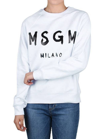 Women's Brushed Logo Crew Neck Sweatshirt White - MSGM - BALAAN 2