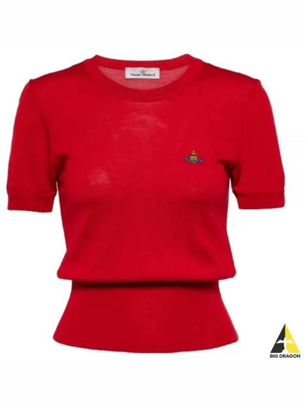 ORB Logo Short Sleeve Knit Top Red - VIVIENNE WESTWOOD - BALAAN 2