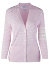 4 Bar Pointelle V Neck Cardigan Light Pink - THOM BROWNE - BALAAN 2