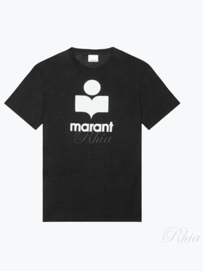 Karman Logo Print Linen Short Sleeve T-Shirt Black - ISABEL MARANT - BALAAN 2