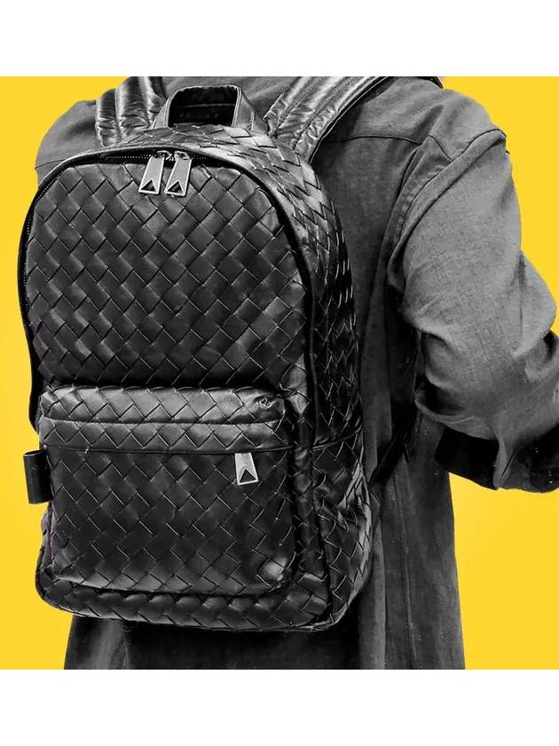 Intrecciato Small Calfskin Backpack Black - BOTTEGA VENETA - BALAAN 7