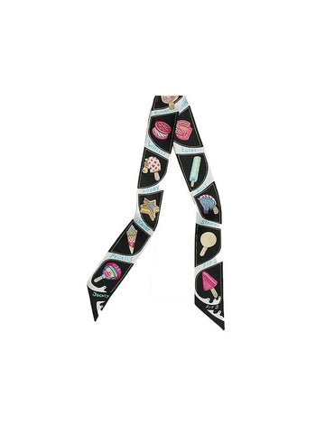 Funny Ice Cream Twilly Scarf Noir Blanc - HERMES - BALAAN 1