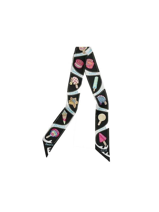 Funny Ice Cream Twilly Scarf Noir - HERMES - BALAAN 1