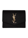 Monogram Uptown Leather Card Wallet Black - SAINT LAURENT - BALAAN 1