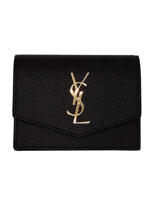 Monogram Uptown Leather Card Wallet Black - SAINT LAURENT - BALAAN 1