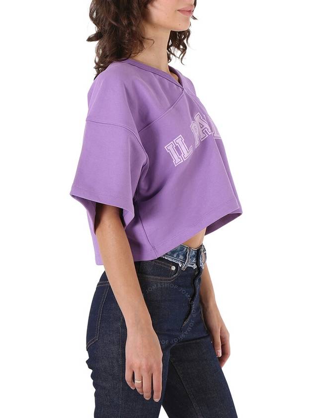 System Ladies Violet Lettering Short-Sleeve V-Neck Cropped Top, Brand Size 34 (US Size 2) - SYSTEM - BALAAN 2