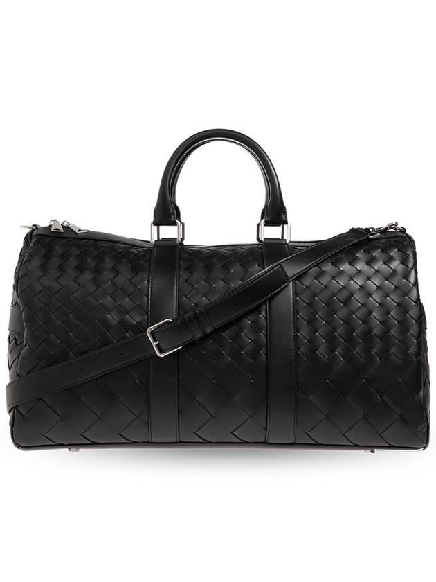 Bottega Veneta Duffel Bag With Intrecciato Weave, Men's, Black - BOTTEGA VENETA - BALAAN 1