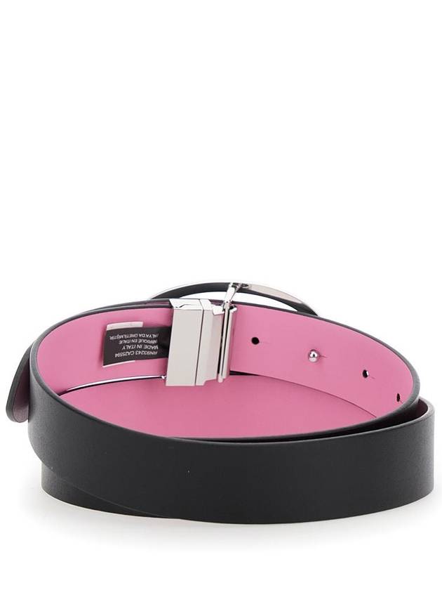 'B-1Dr Rev' Black Reversible Belt With Oval D Buckle In Leather Woman - DIESEL - BALAAN 6