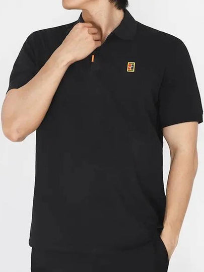 Court Dri Fit Heritage Slim Fit Tennis Polo Shirt Black - NIKE - BALAAN 2