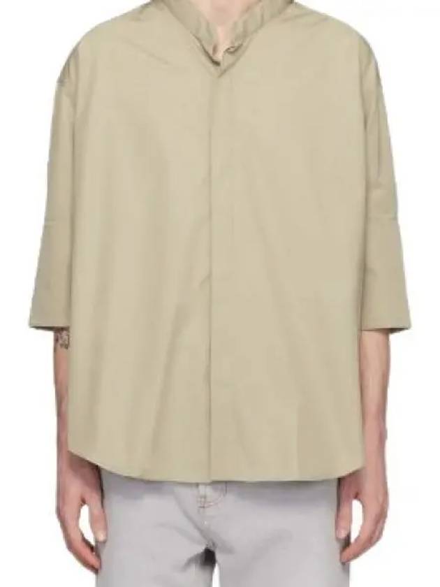 Mandarin Collar Short Sleeve Shirt Sage - AMI - BALAAN 2