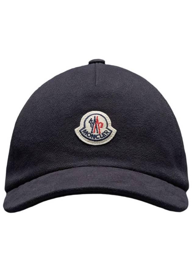 Fleece Logo Patch Cotton Baseball Ball Cap Navy - MONCLER - BALAAN 2