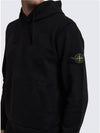 Logo Patch Cotton Fleece Hoodie Black - STONE ISLAND - BALAAN 3